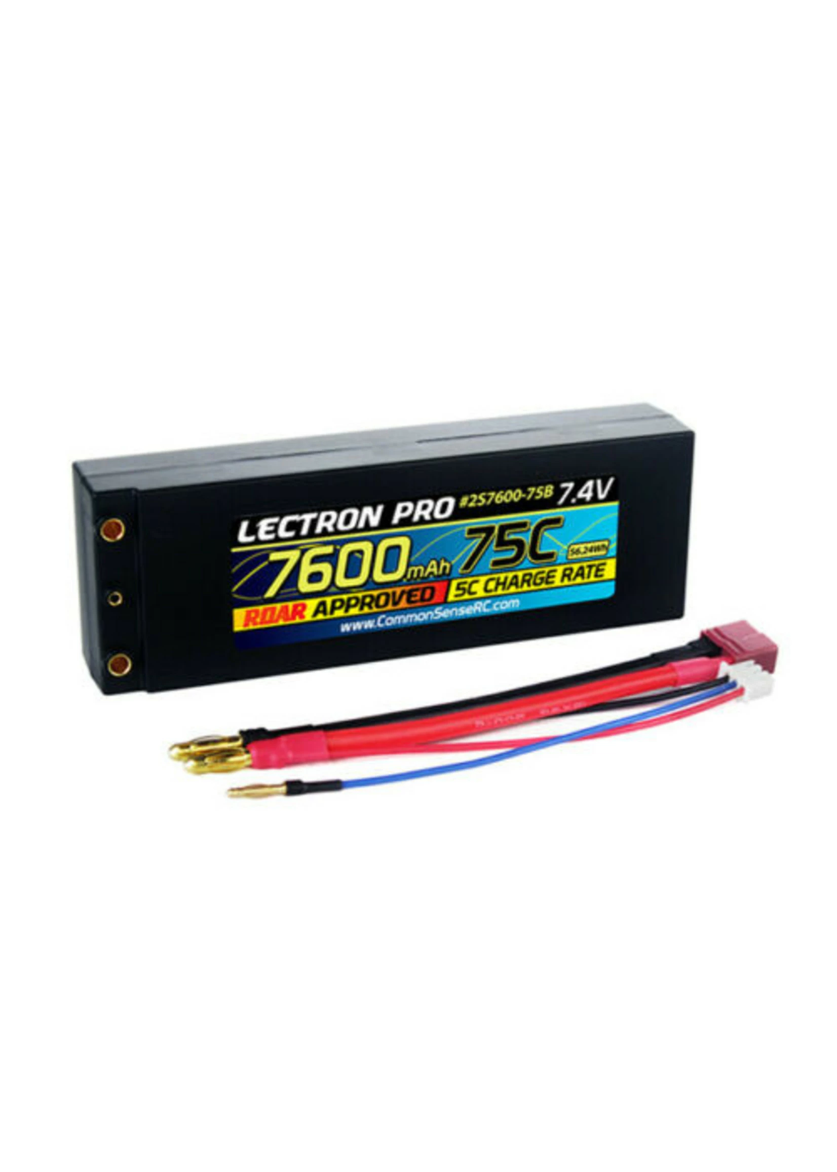 COMMON SENSE RC 2S7600-75B - 7.4V 7600mAh 75C Lipo Battery W/ 4mm Bullet Connector 3 COMMON SENSE RC 2S7600-75B - 7.4V 7600mAh 75C Lipo Battery W/ 4mm Bullet Connector