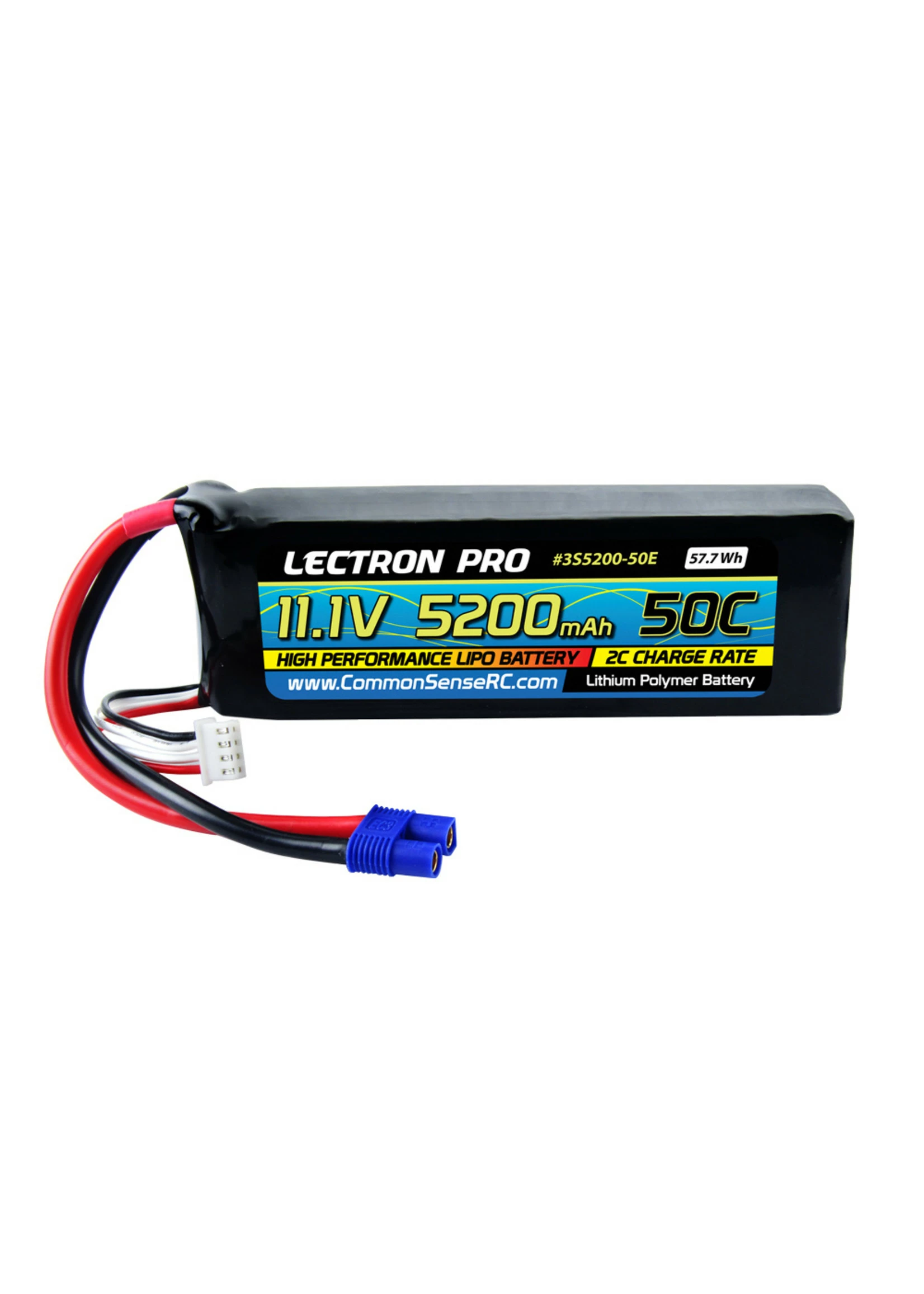 COMMON SENSE RC 3S5200-50E - 11.1V 5200mAh 50C Lipo Battery With EC3 Connector 3 COMMON SENSE RC 3S5200-50E - 11.1V 5200mAh 50C Lipo Battery With EC3 Connector