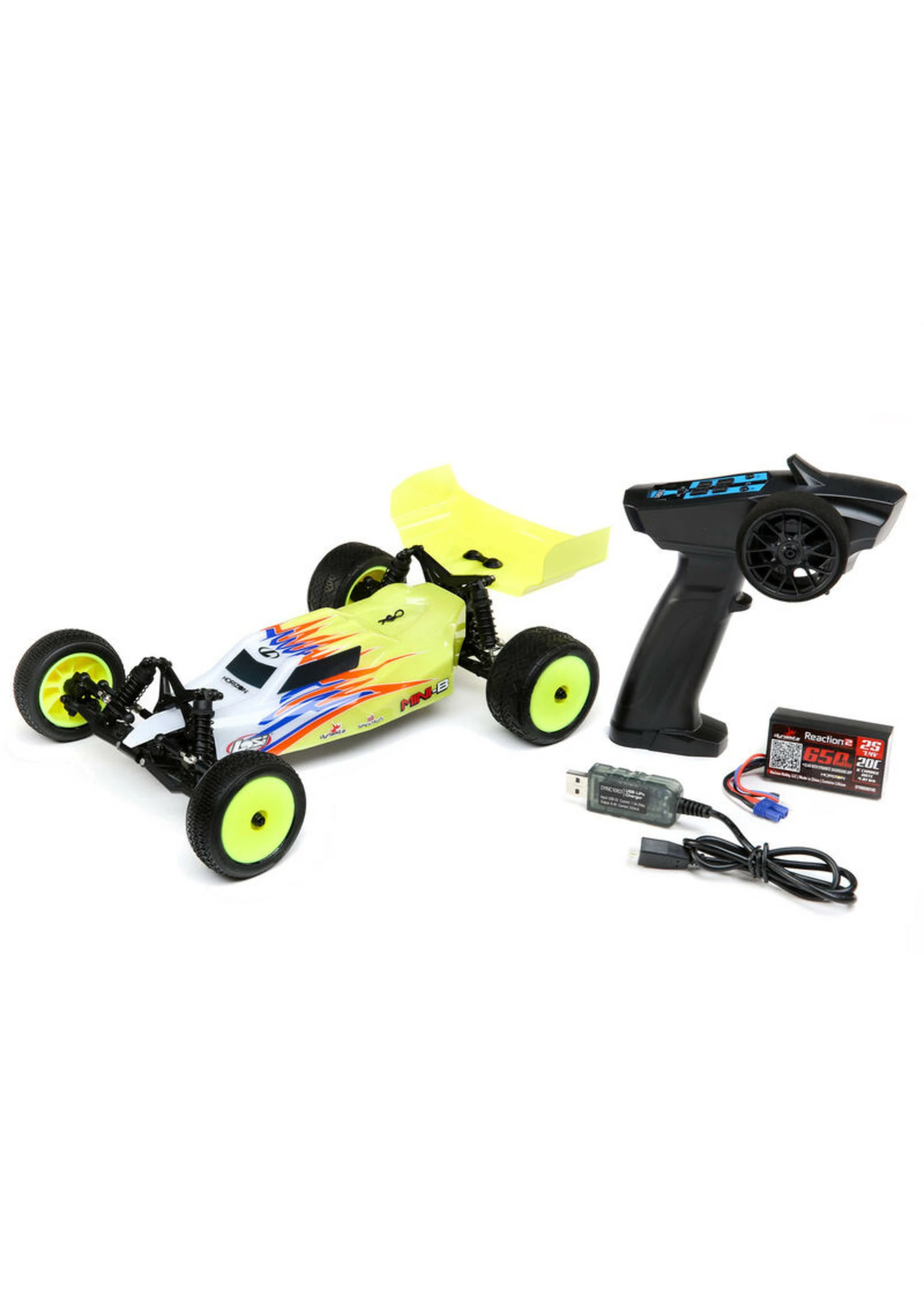 LOSI 1/16 Mini-B Brushed 2WD RTR Buggy - Yellow/White 10 LOSI 1/16 Mini-B Brushed 2WD RTR Buggy - Yellow/White - Image 8
