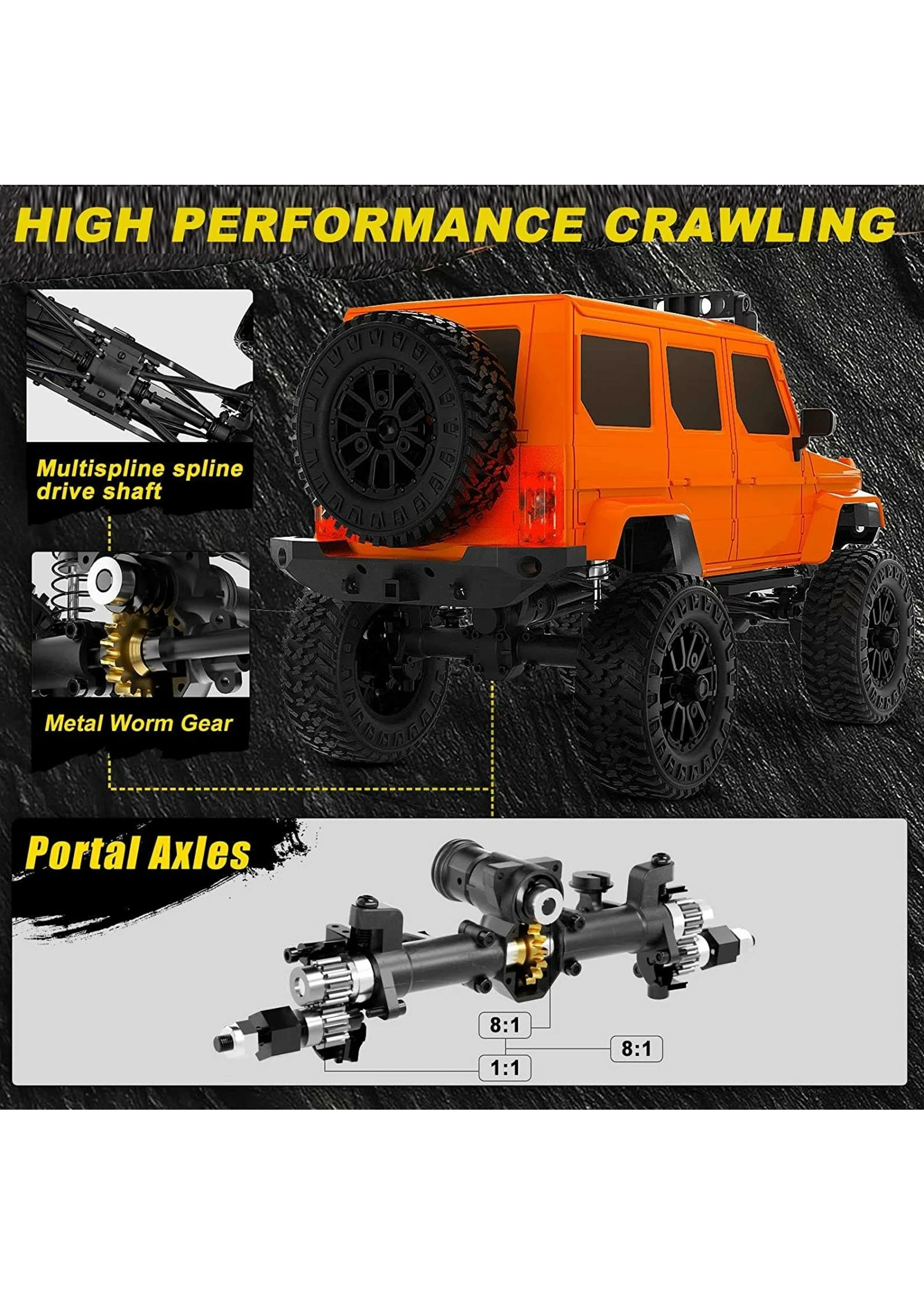 Panda 1/24 Tetra24 X3 Portal Edition RTR Scale Mini Crawler - Orange 5 Panda 1/24 Tetra24 X3 Portal Edition RTR Scale Mini Crawler - Orange - Image 3