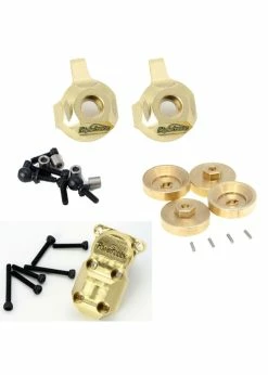 Power Hobby BPHSCX2418 - SCX24 Brass Hex Hubs, Diff Cover, Front Knuckles Combo