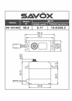 Savox SAVSW0231MG - Waterproof Standard Digital Servo 0.15sec / 208oz @ 6V -Rc Car Component Shop savox savsw0231mg waterproof standard digital serv 1