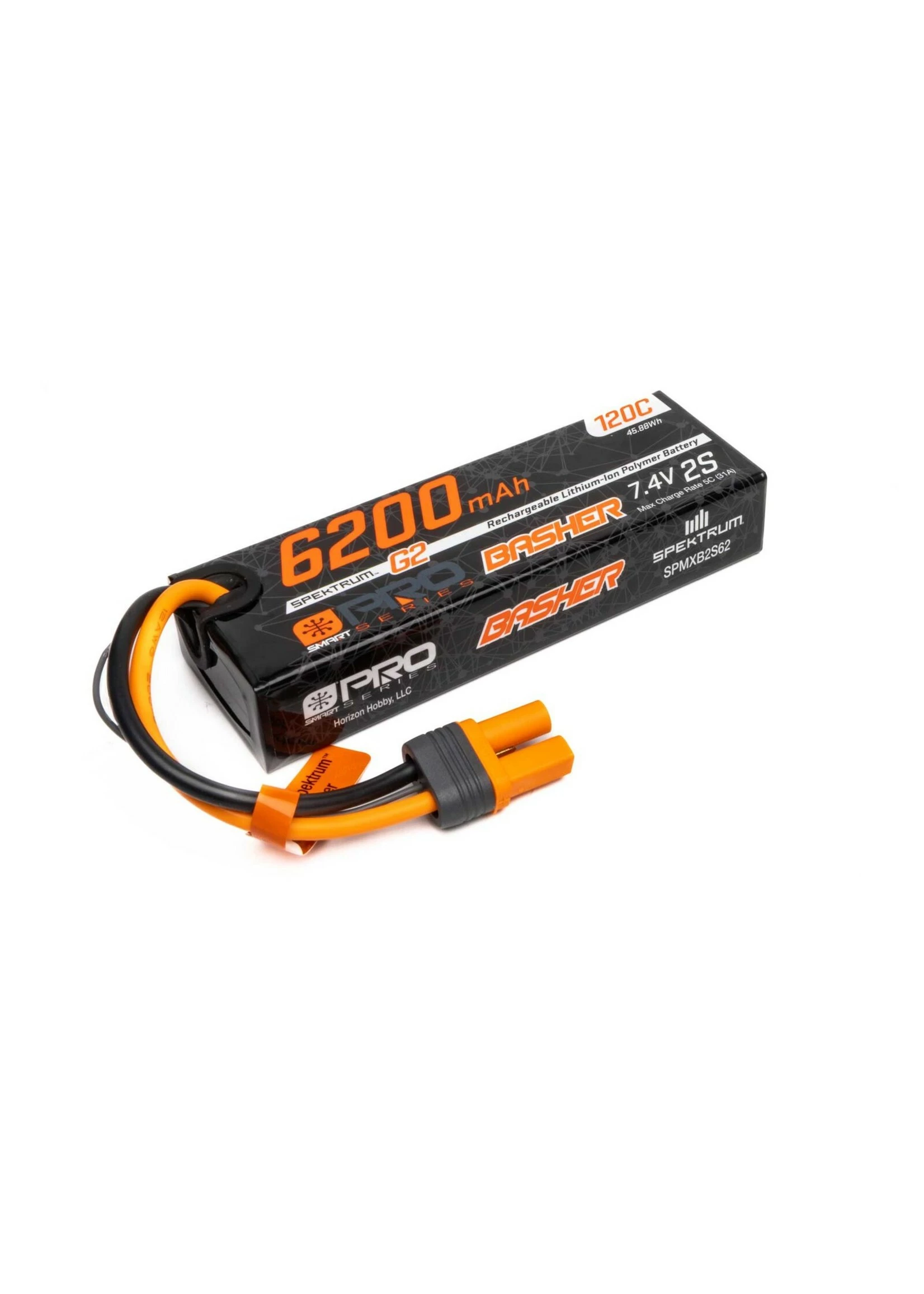 Spektrum SPMXB2S62 - 6200mAh 2S 7.4V 120C Smart Pro Basher LiPo Battery: IC5 3 Spektrum SPMXB2S62 - 6200mAh 2S 7.4V 120C Smart Pro Basher LiPo Battery: IC5