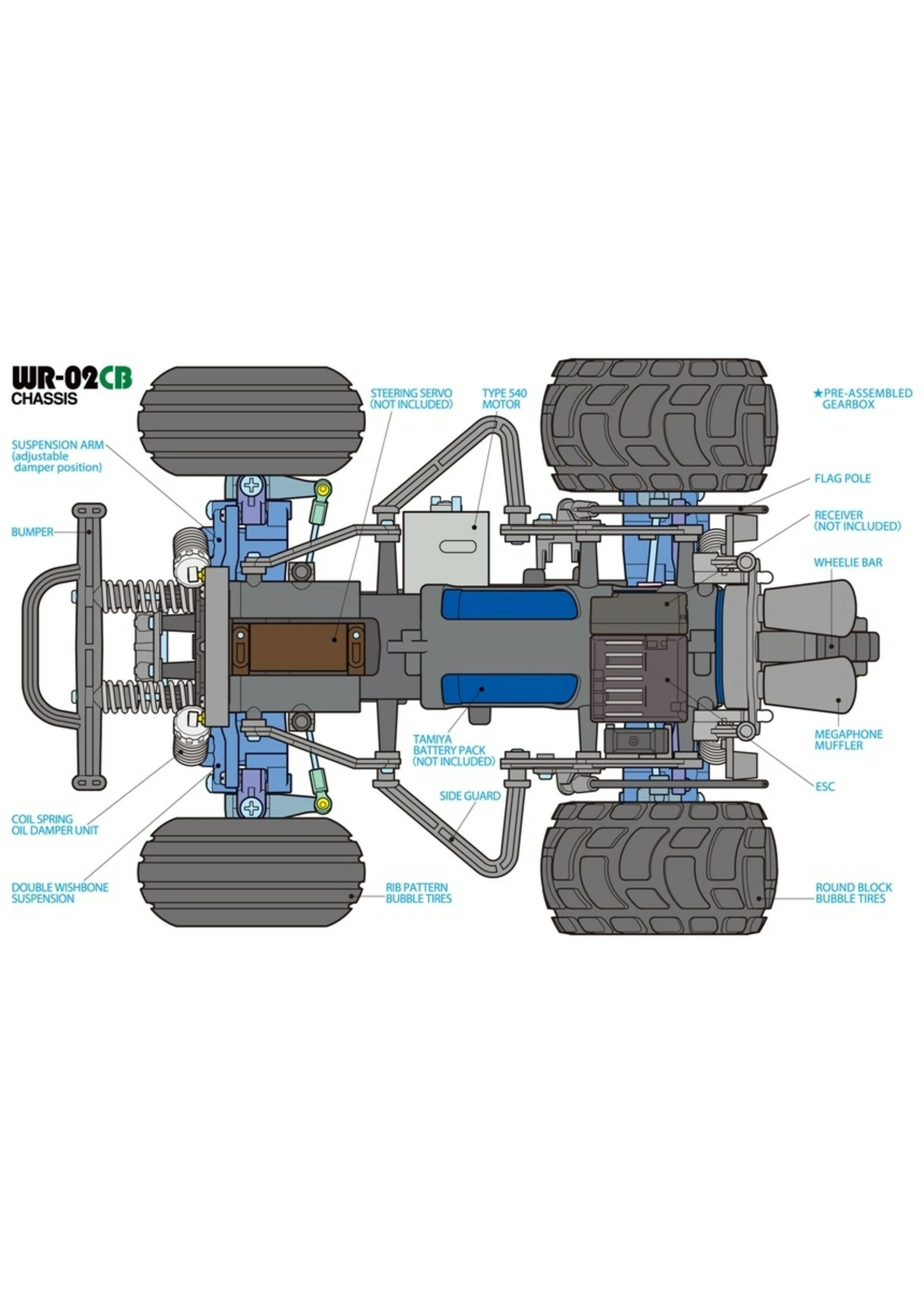 Tamiya 1/10 Comical Grasshopper 2WD - WR-02CB Chassis Kit 12 Tamiya 1/10 Comical Grasshopper 2WD - WR-02CB Chassis Kit - Image 10