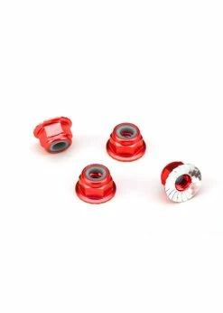 Traxxas 1747A - 4mm Aluminum Flanged Locking Nuts - Red