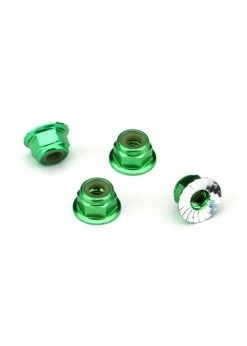 Traxxas 1747G - 4mm Aluminum Flanged Locking Nuts - Green
