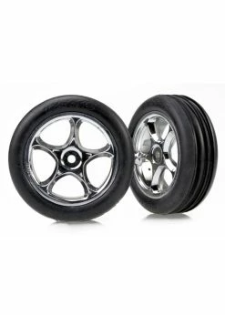 Traxxas 2471R - Tracer 2.2" Chrome Wheels / Alias Ribbed Tires