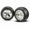 Traxxas 3771 - All-Star Chrome Wheels / Alias Ribbed Tires - Electric Front