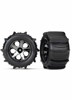 4175 - All-Star Black Chrome Wheels / Traxxas Paddle Tires