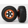 Traxxas 5863 - SCT Black, Orange Beadlock Wheels / SCT Off-road Racing Tires