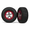 Traxxas 5869 - SCT Chrome, Red Beadlock Wheels / BFGoodrich® Mud-Terrain™ T/A® KM2 Tires