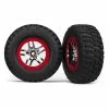 Traxxas 5877A - SCT Split-Spoke Chrome, Red Beadlock Wheels / BFGoodrich® Mud-Terrain™ T/A® KM2 Tires -Rc Car Component Shop traxxas 5877a sct split spoke chrome red beadlock