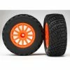 Traxxas 7473A - Orange Wheels, Gravel Pattern Tires, TSM Rated -Rc Car Component Shop traxxas 7473a orange wheels gravel pattern tires t