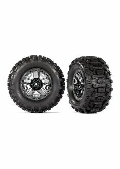 Traxxas 9072 - Black Chrome 2.8" Wheels / Sledgehammer Tires